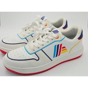 Aldi Gear Womens Size 8 White Multi Color Logo Canvas Low Top Sneakers 830710